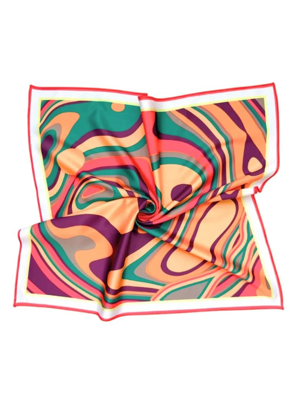 Emerald & Purple Marble Swirl Square Scarf 48x48cm | Custom Design Bandana NWOT